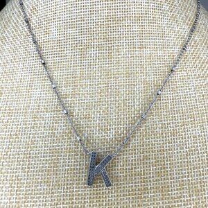 Kendra Scott Silver Letter "K" Pendant Necklace 18" Adjustable Chain